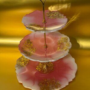6 Piece Pink & Gold Luxe Resin